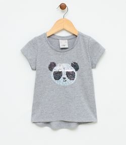 Blusa Infantil com Estampa de Panda em Paetês  - Tam 1 a 4