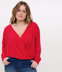 Blusa Transpassada Poá Curve & Plus Size