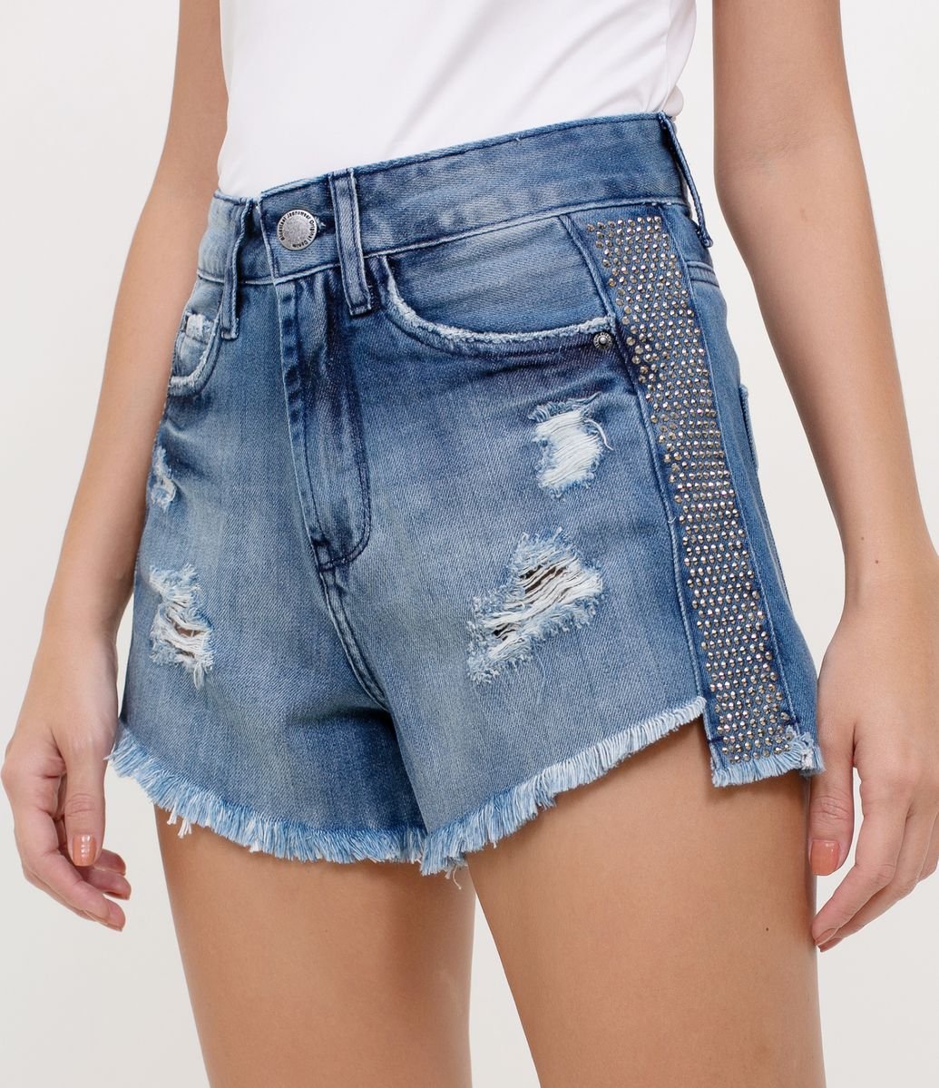 short jeans com faixa lateral