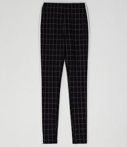 calça xadrez com faixa lateral