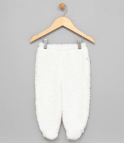 Calça Infantil Fleece Lisa com Patinhas - Tam 0 a 18 meses