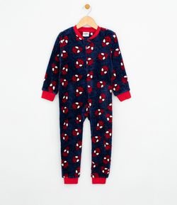 Pijama Infantil Macacão com Estampa Homem Aranha em Fleece - Tam 2 a 10