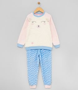 Pijama Infantil com Bordado e Orelha em Freece com Sherpa - Tam 1 a 14