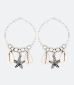 Brinco Argola com Pingentes Buzios Naturais