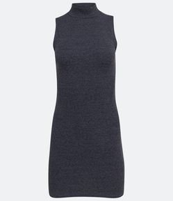 Vestido Curto em Ribana Mesclado com Golinha Alta