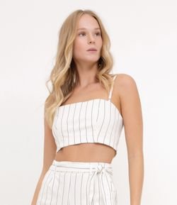 Blusa Top Listrada em Alfaiataria 