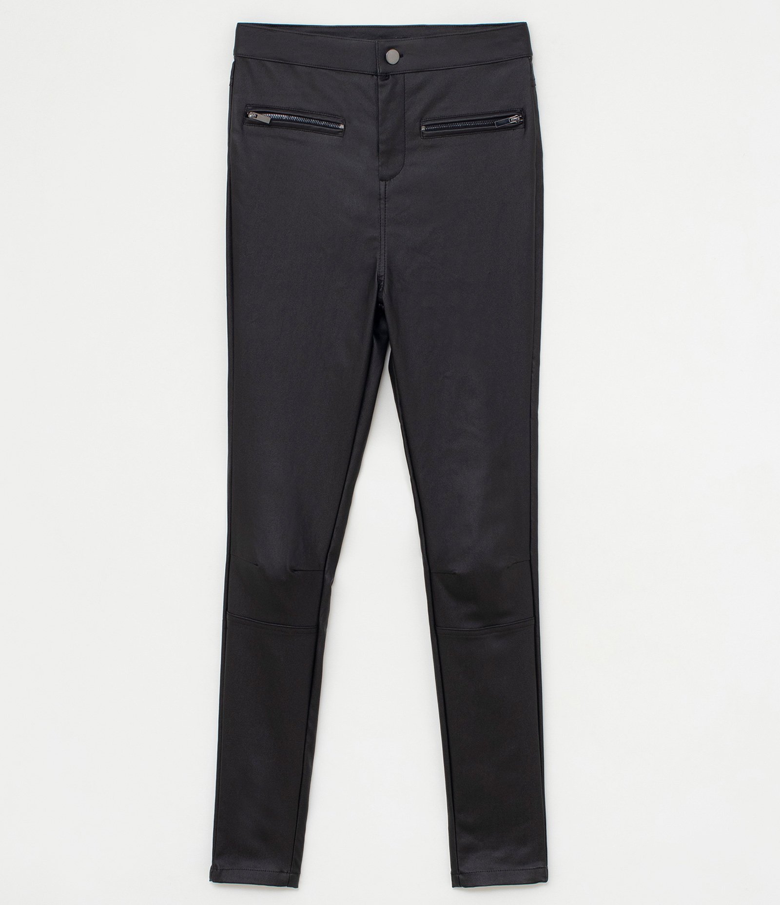 Calça Skinny com Zíper em Material Sintético  Preto 5