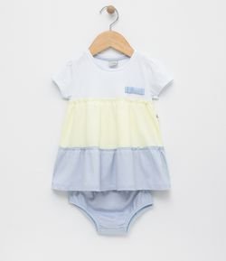 Vestido Infantil Liso e Calcinha - Tam 0 a 18 meses