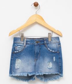 Short Infantil em Jeans com Lavagem - Tam 5 a 14