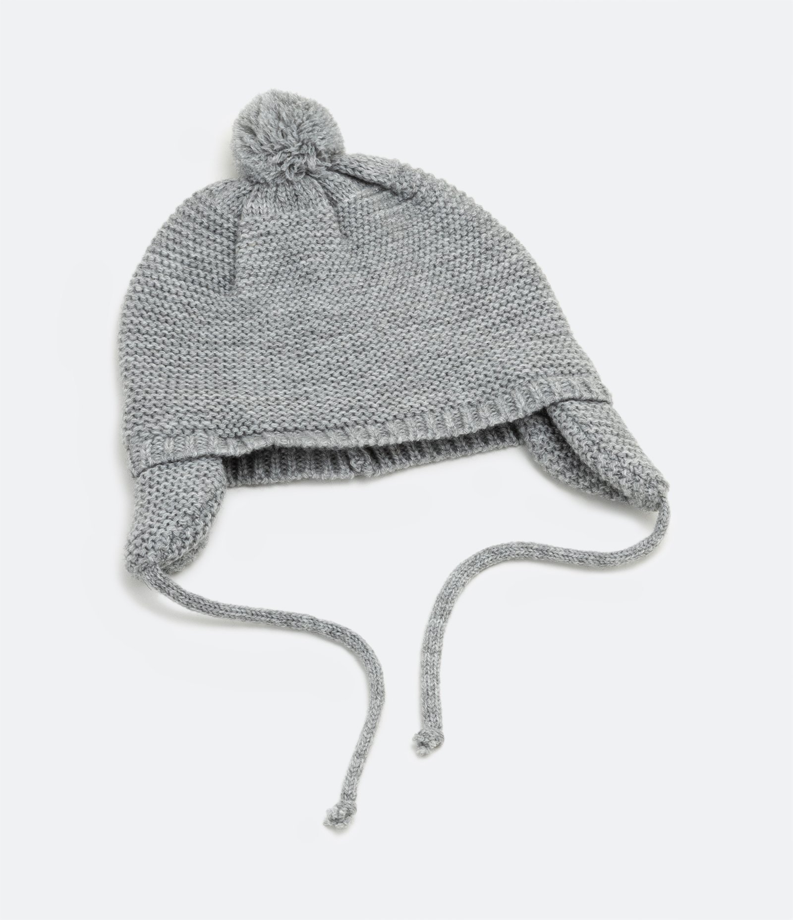 Gorro Infantil com Pompom - Tam 0 a 12 meses Cinza 1