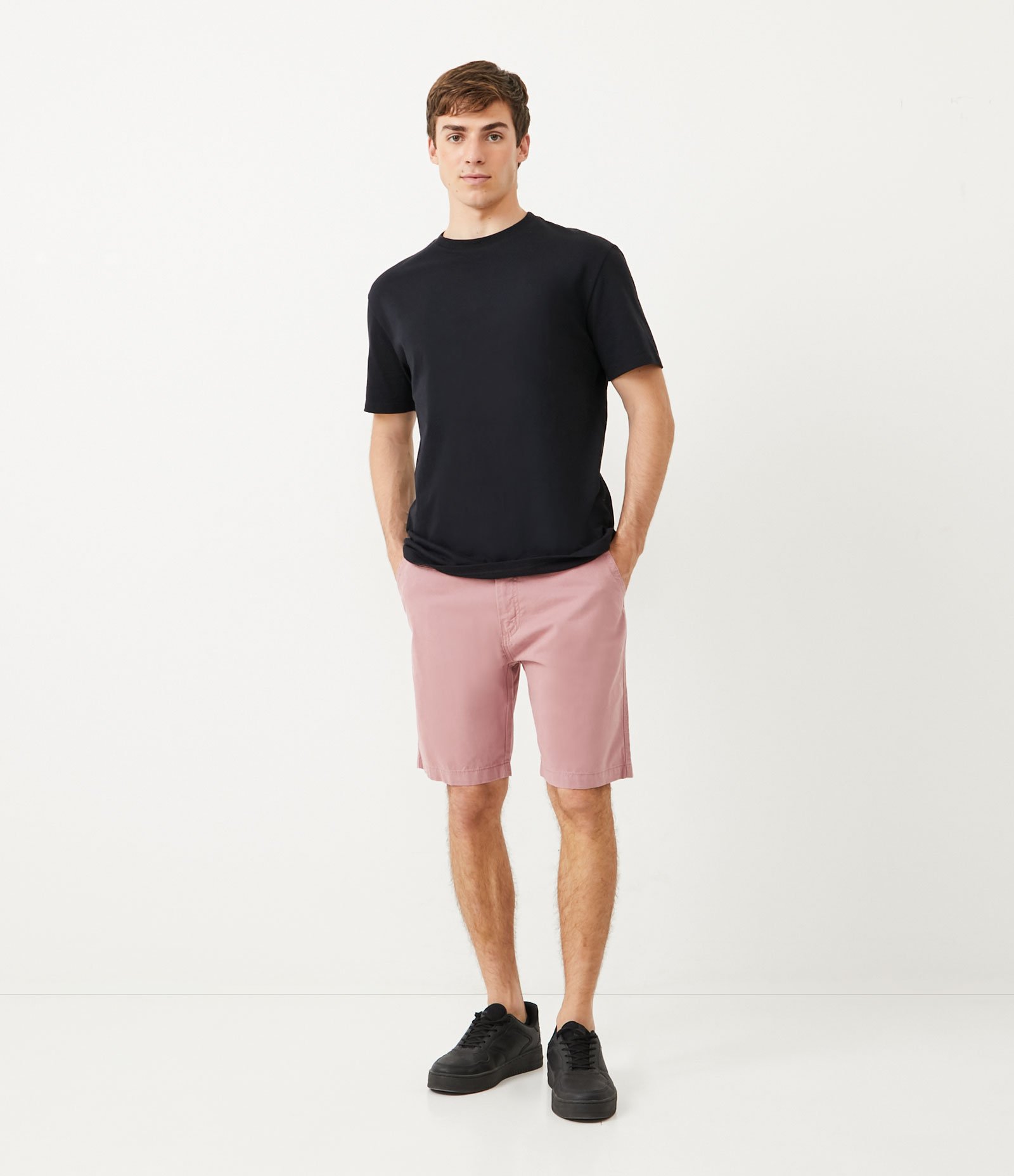 Bermuda Slim Básica em Sarja com Bolsos Rosa 1