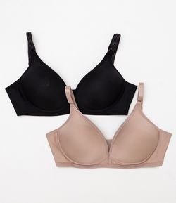 Kit 02 Sutiãs Básicos com Bojo Sem Aro em Microfibra DelRio