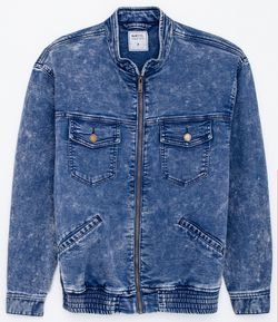 jaqueta jeans com ziper masculina