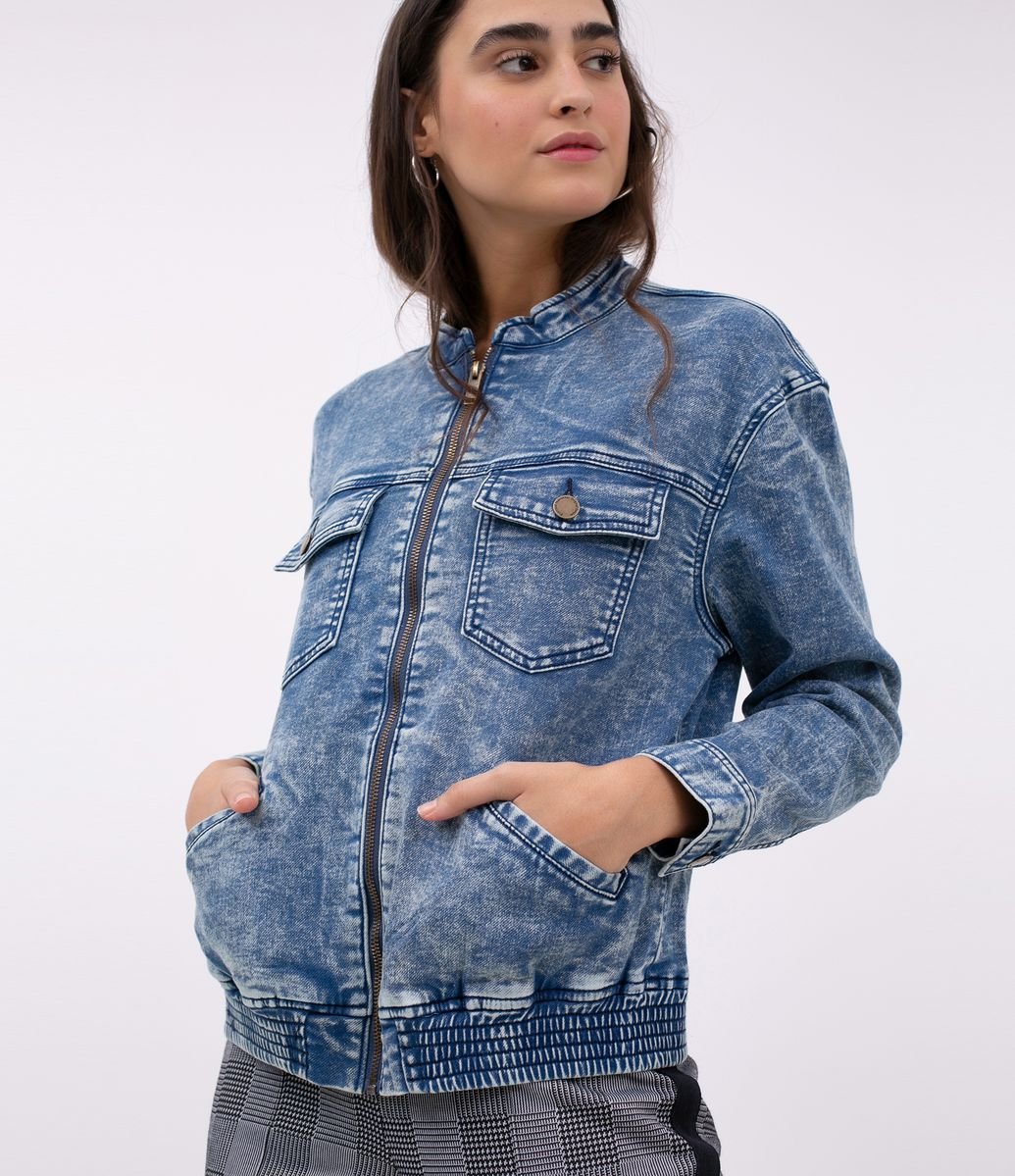 jaqueta bomber jeans feminina