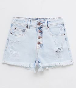 short jeans cintura alta com botoes