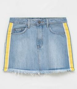 saia jeans com faixa lateral
