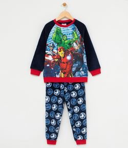 Pijama Infantil Fleece com Estampa Vingadores - Tam 4 a 12