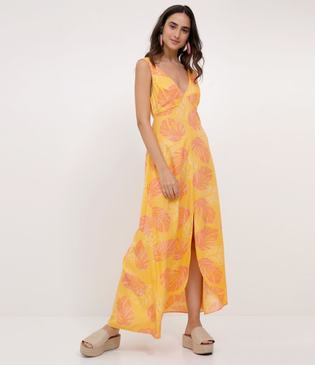 vestido laranja renner