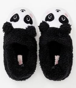 Pantufa Infantil com Bordado Panda - Tam 19 a 28