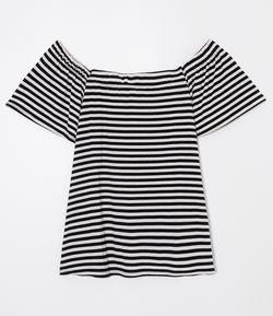 Blusa Ombro a Ombro Listrada Curve & Plus Size