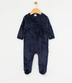 Macacão Infantil em Fleece com Textura - Tam 0 a 18 meses