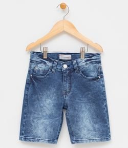 Bermuda Infantil com Lavagem em Jeans - Tam 5 a 14