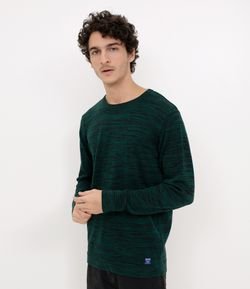 Suéter Regular Básico em Algodão com Efeito Rajado