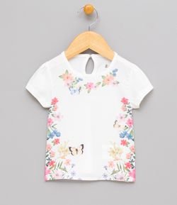 Blusa Infantil com Estampa Floral - Tam 0 a 18 meses