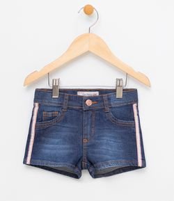 Short Infantil com Listra Lateral em Jeans - Tam 1 a 4