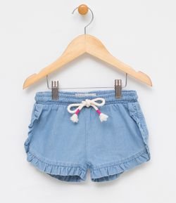 Short Infantil com Babados em Jeans - Tam 1 a 4