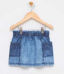 Saia Infantil com Bolso Lateral em Jeans - Tam 1 a 4
