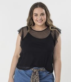 Blusa Lisa em Tule com Regata Lisa Curve & Plus Size