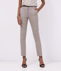 Calça Cigarrete Xadrez com Cinto