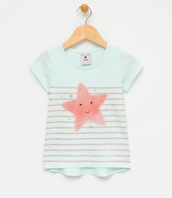 Blusa Infantil com Estampa e Glitter Sustentável - Tam 1 A 4