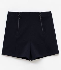 short de couro com ziper