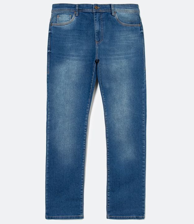 Pantalón Recto Liso en Jean  Azul 5