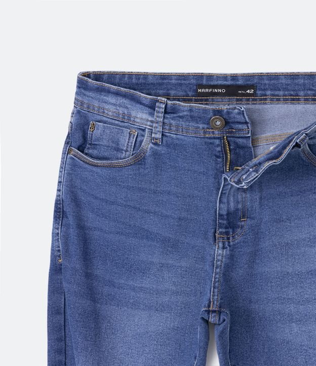 Calça Reta Básica Jeans com Elastano Azul Médio 10