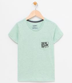 Camiseta Infantil Estampada com Bolso - Tam 5 a 14