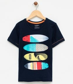 Camiseta Infantil com Estampa de Pranchas - Tam 5 a 14