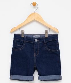 Bermuda Infantil com Barra Dobrada em Jeans - Tam 5 a 14