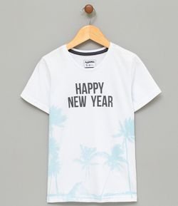 Camiseta Infantil com Estampa Ano Novo - Tam 5 a 14