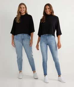 Calça Skinny Básica Jeans com Cintura Média