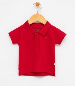 Camiseta Infantil Gola Polo com Bordado - Tam 0 a 18 meses