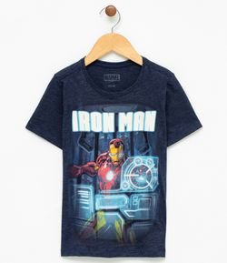 Camiseta Infantil com Estampa Homem de Ferro - Tam 5 a 16