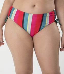 Biquíni Calcinha Listrado com Detalhe Franzido Curve & Plus Size