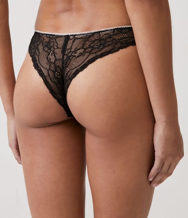 Bombacha Bikini en Encaje con Lazo Pequeño Negro 4