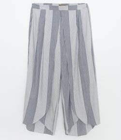 Calça Pantalona Transpassada Listrada Curve & Plus Size