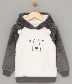 Blusão Infantil em Fleece Estampa de Urso - Tam 1 a 4