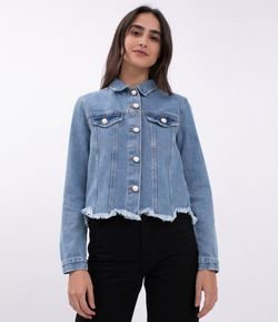 jaqueta jeans com perolas