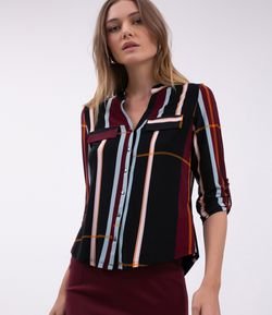 Camisa Xadrez em Jersey  com Martingale 